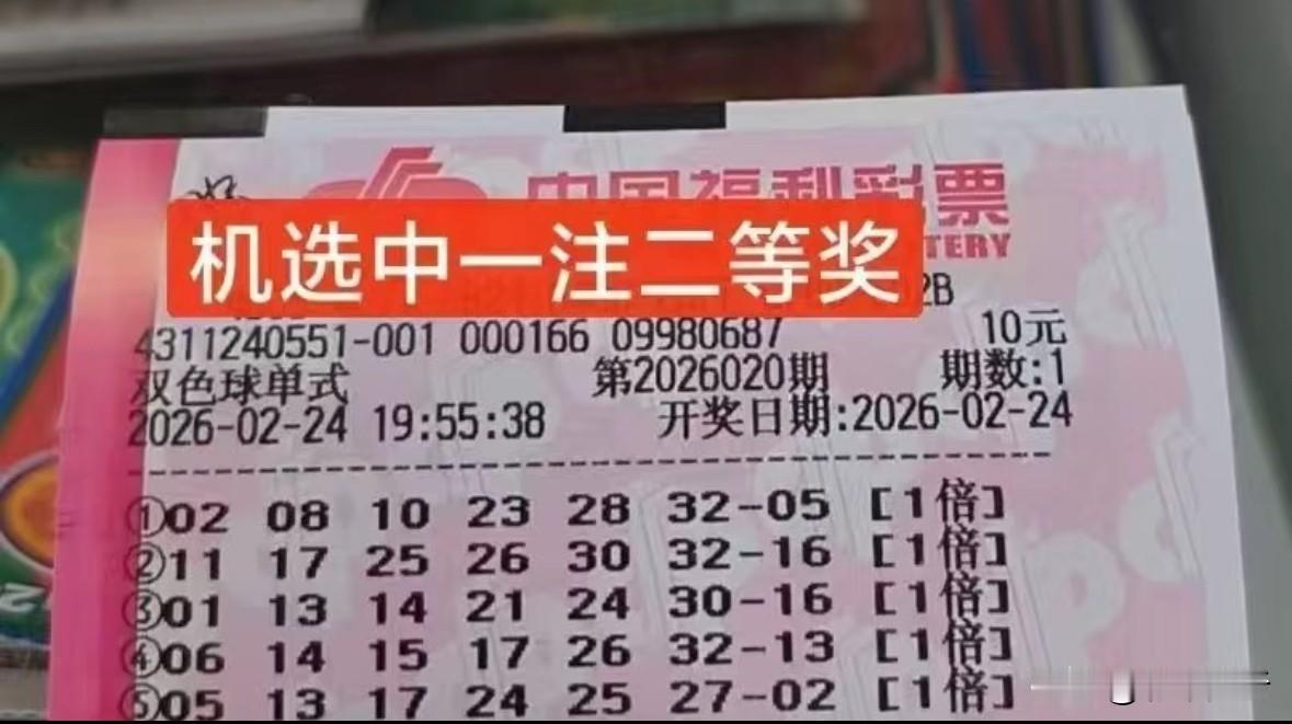 99万超级二等奖票曝光！彩友5注单式机选拿下史上最强99.4万二等奖，仅差600