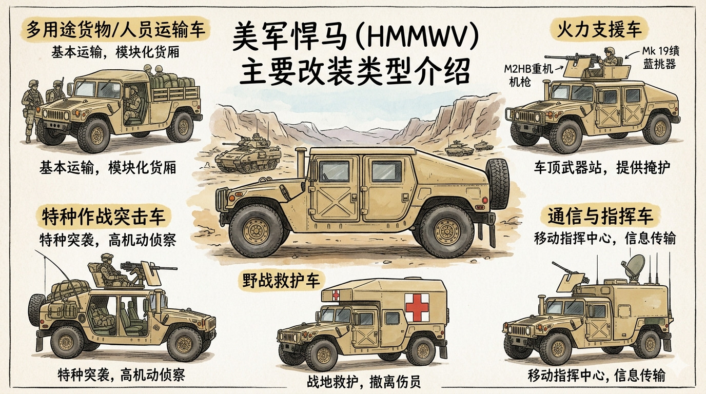 悍马，是美国陆军及多军种广泛使用的轻型战术车辆，由AMGeneral公司设计和
