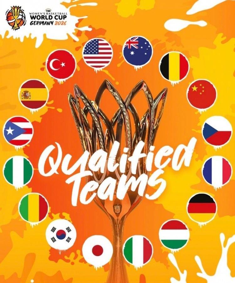 2026年女篮世界杯资格赛全部结束，全球16支球队锁定正赛席位，中日韩三支东亚球
