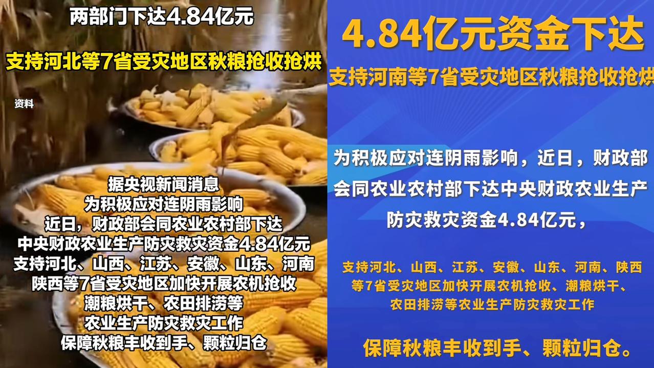 目前最严重的问题陕西，河南，山西，等7省都受灾连续降雨，导致没法秋收