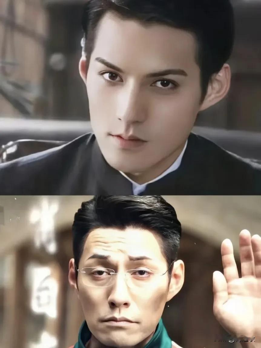 严宽年轻的时候的长相，哪怕是不加滤镜，他看起来也是唇红齿白的，和其他演员同框都不
