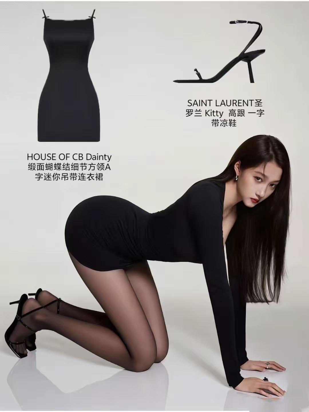 都说黑丝很吸引男人的目光，再加上关晓彤还有一双逆天大长腿，按理来说关晓彤这一