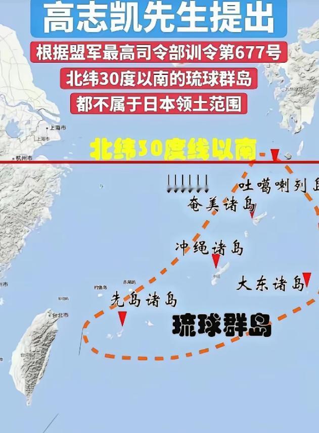 真厉害！高志凯教授把盟军最高司令部训令677号都扒出来了，并明确指出:北纬30度