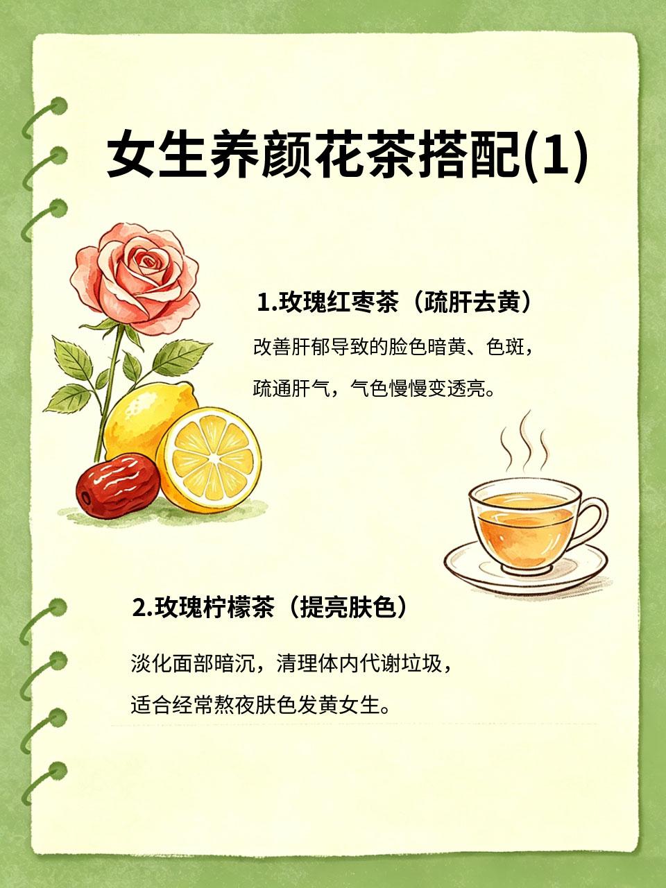 女生养颜花茶搭配，不用贵药材，素颜自带光泽想要皮肤透亮，不用昂贵护肤品和医美，