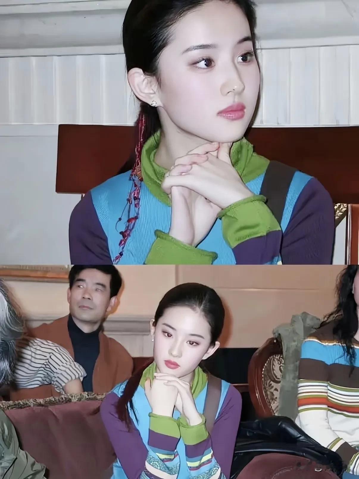 年轻时的刘亦菲明眸皓齿，肤如凝脂、一头青丝，我就知道这些词了，因此全部用在她身上