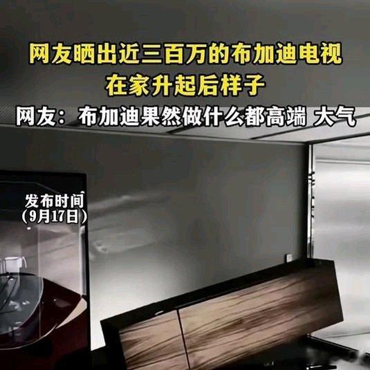 好一点的投屏能达到这个效果，就几万块钱。《网友晒出近三百万的布加迪电视，在家升起后样子，网友-布加迪