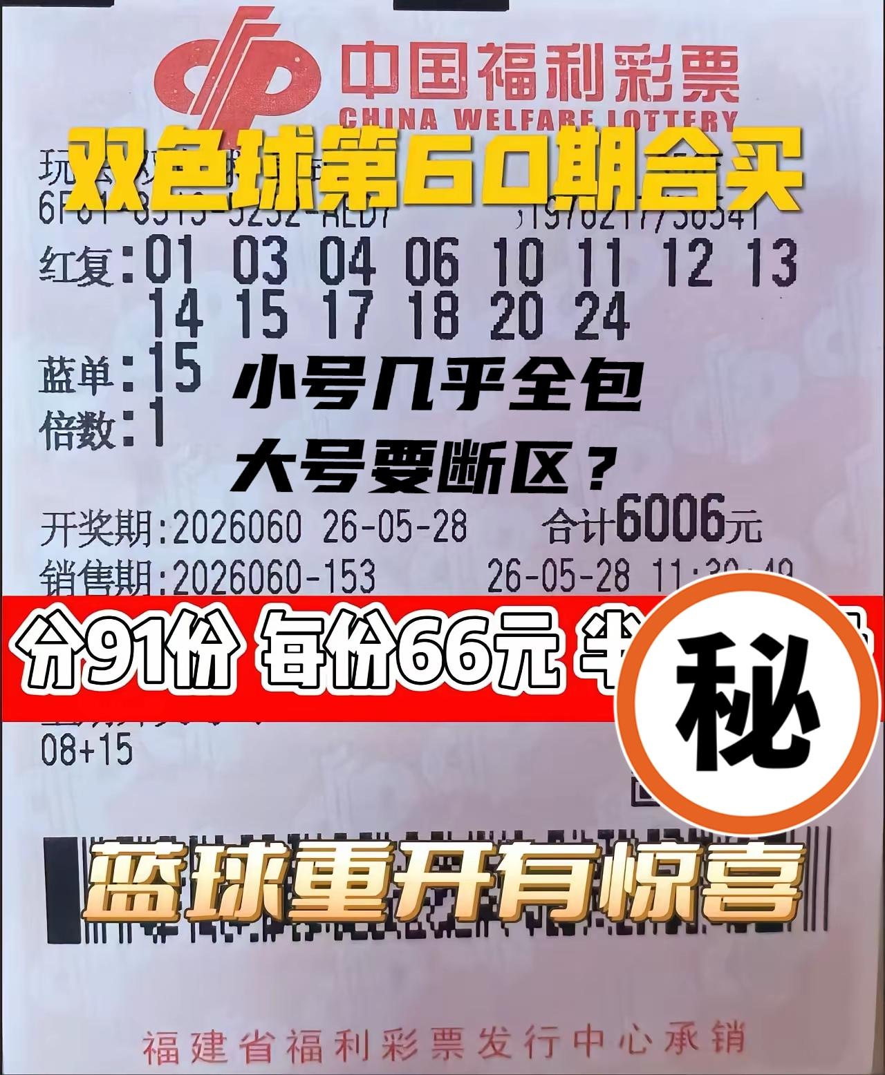 彩民圈真的是什么人都有！选这张票的大佬，确实有魄力，前区大号全断，几乎都是小号，