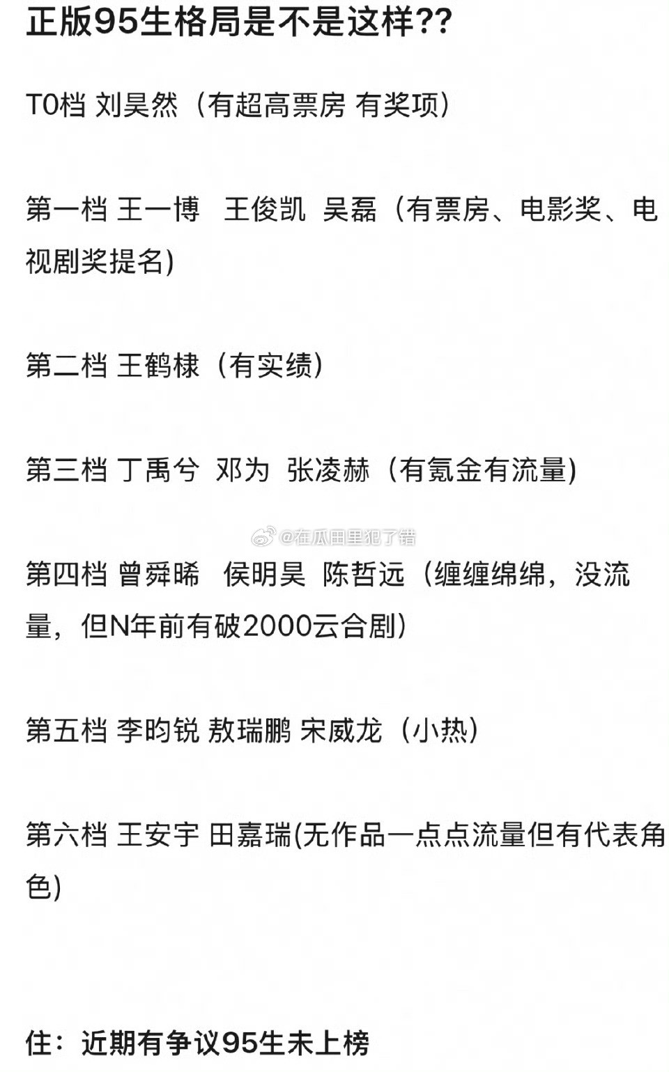 网友整理的95生格局，是这样的吗？​​​