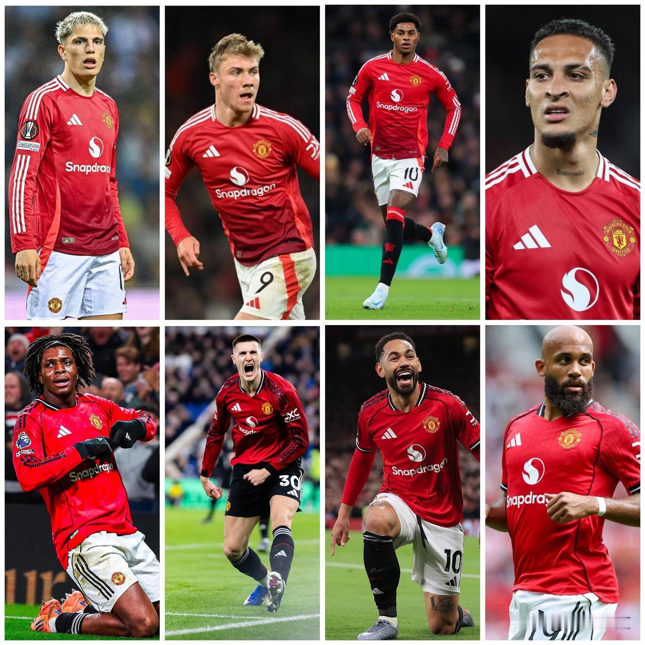 曼联前后两个赛季的数据对比：24/25赛季（第27轮比赛日）：加纳乔、霍伊伦