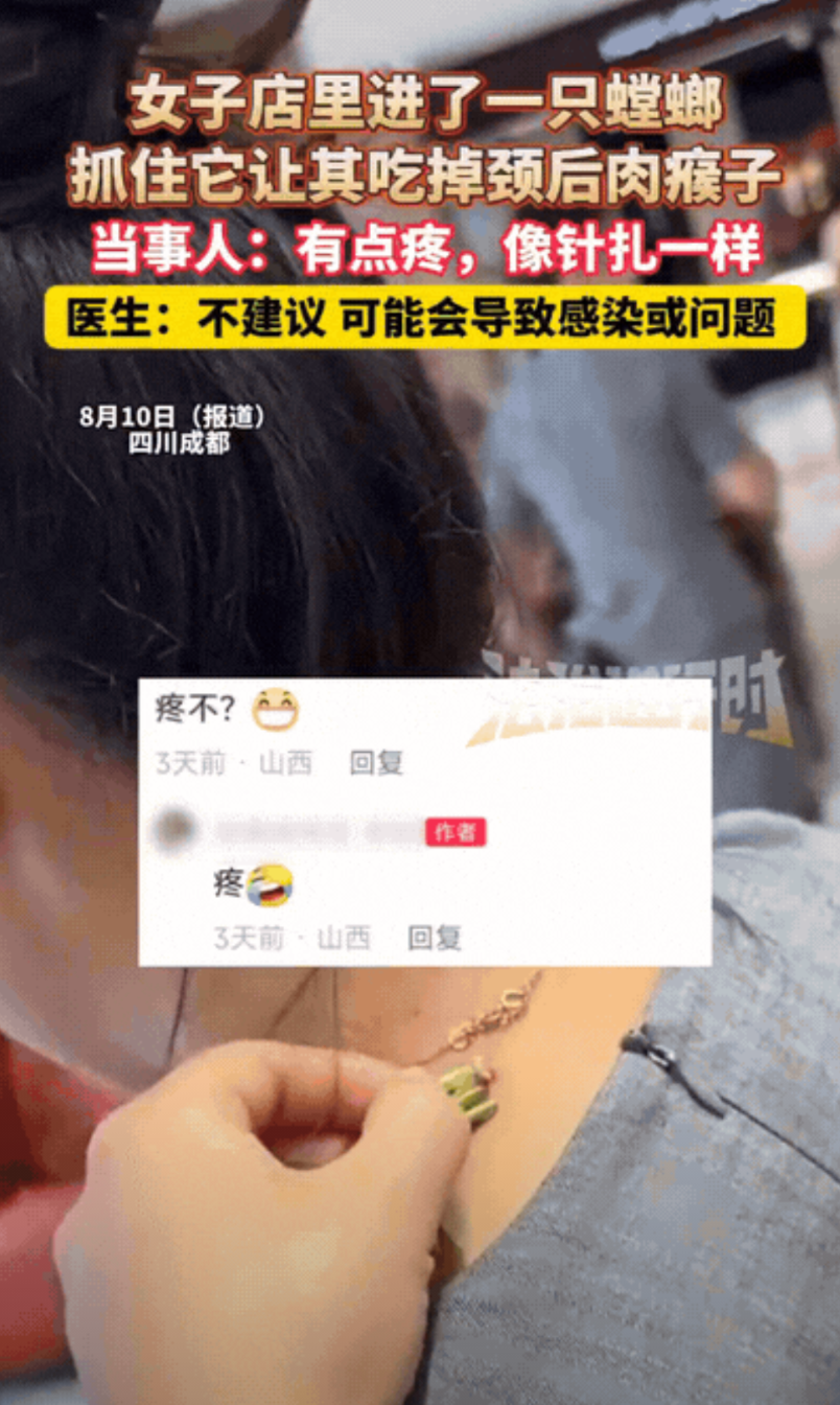 “这是个狠人！”山西，女子正在上班，突然一只螳螂飞进来，女子不仅不害怕，反而一脸