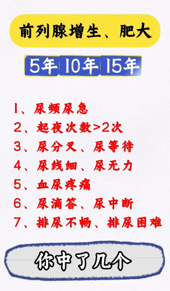 尿频尿等待排尿中断，长期下焦增生的七种典型信号
