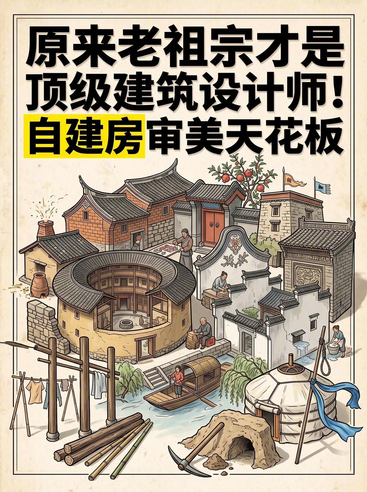 老祖宗才是顶级建筑设计师！中国各地传统民居，藏着大智慧✨你看这12种中国古