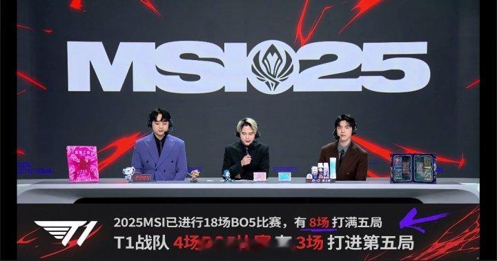 2025MSI目前有八场BO5打满，T1四场BO5，有三场打满！2025MSI决