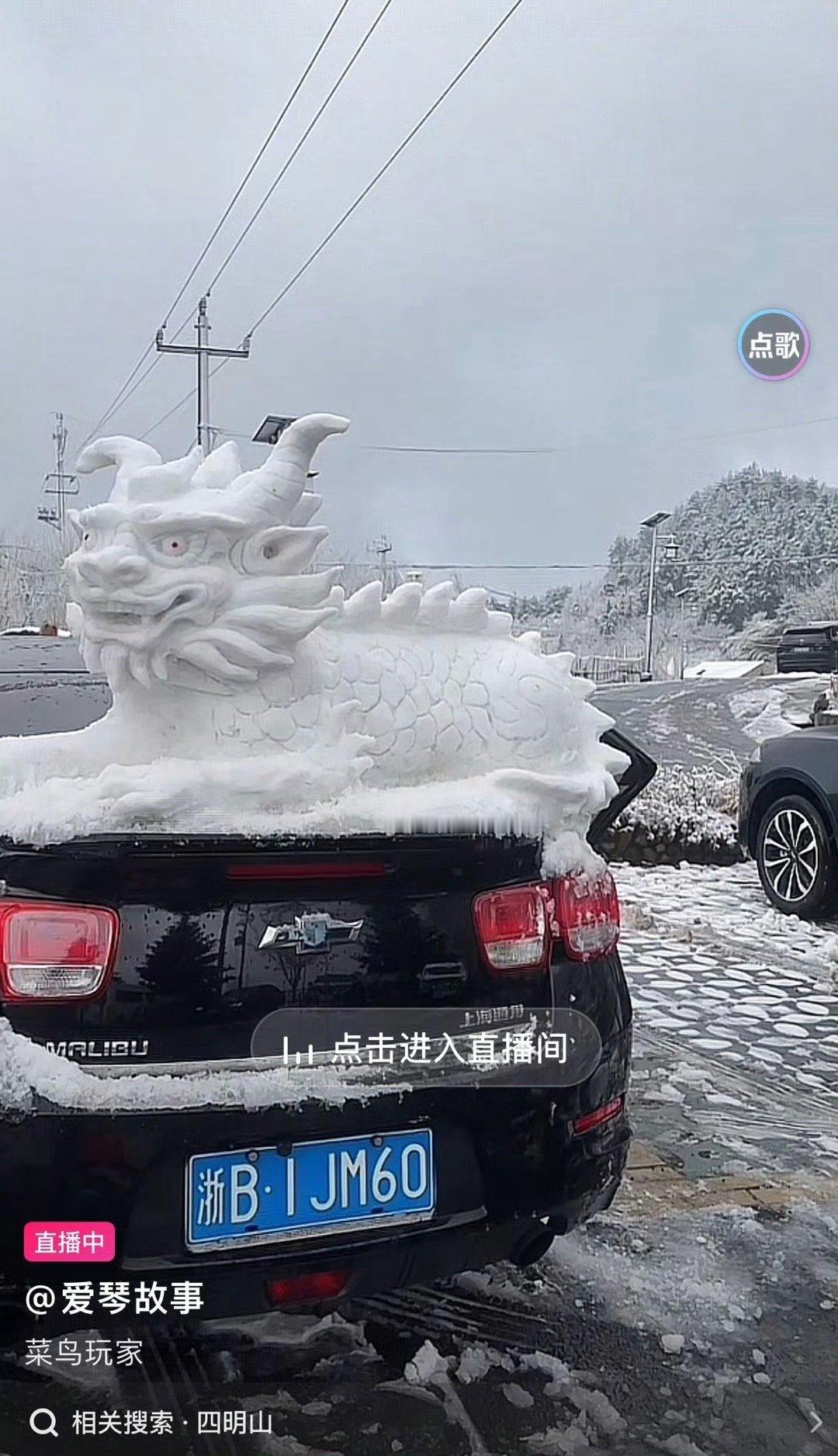 宁波人的雪人太卷了，不怎么见雪，一有雪必须片是吧四明山下雪啦❄️江浙沪“车顶雪