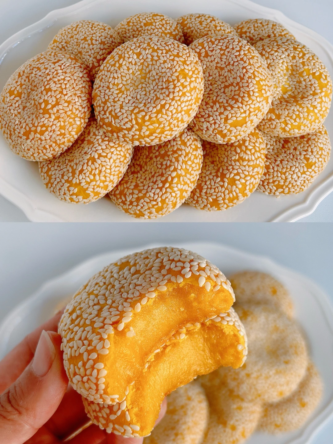 免油炸‼️糯叽叽的芝麻南瓜饼，零难度巨好吃