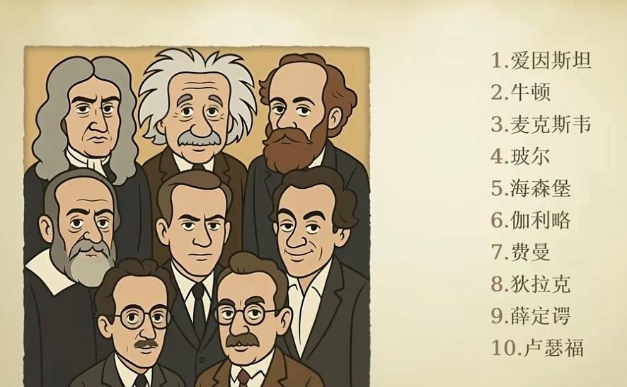 人类十大物理学家是谁?你知道几个?哪些物理学家对人类做贡献最大?这是千禧年时