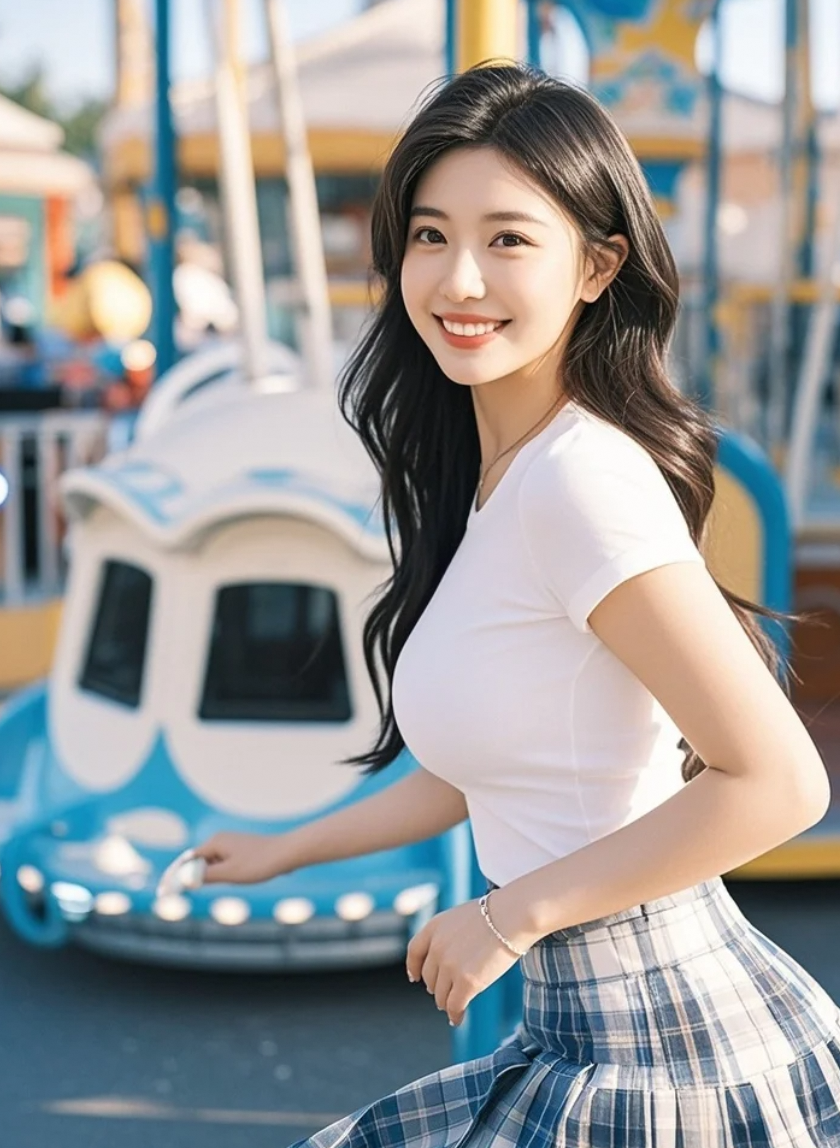 游乐园的元气补给站！美女的笑容治愈一切