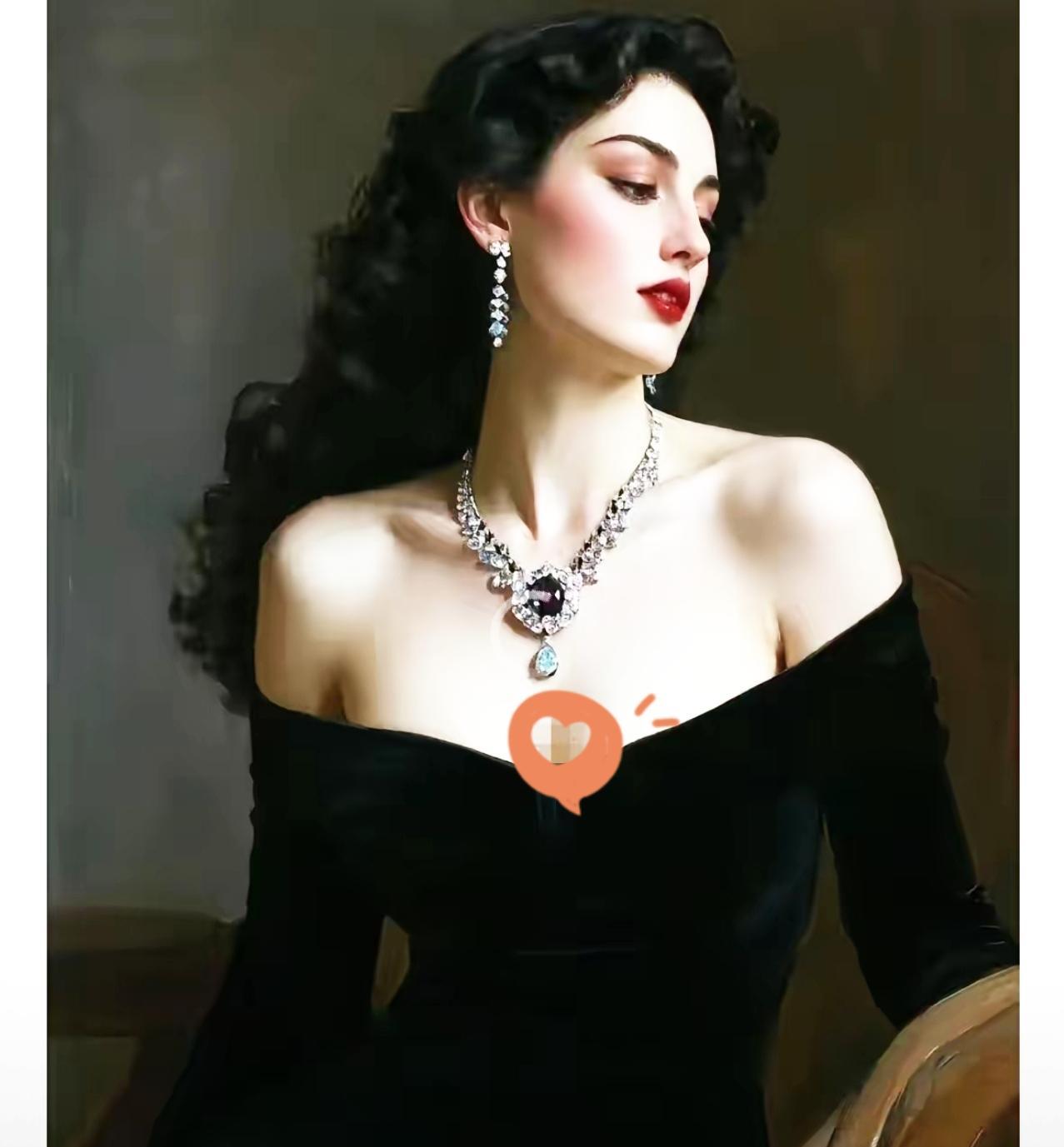 这幅西方油画作品虽然是西方油画作品，但画中的女性给人的感觉却是东方的审美情趣。