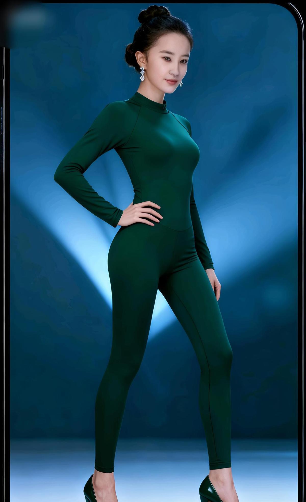 刘亦菲撕掉“仙女”标签，一身墨绿连体衣亮相职场，眼神锋利，气场全开。曾以仙气出