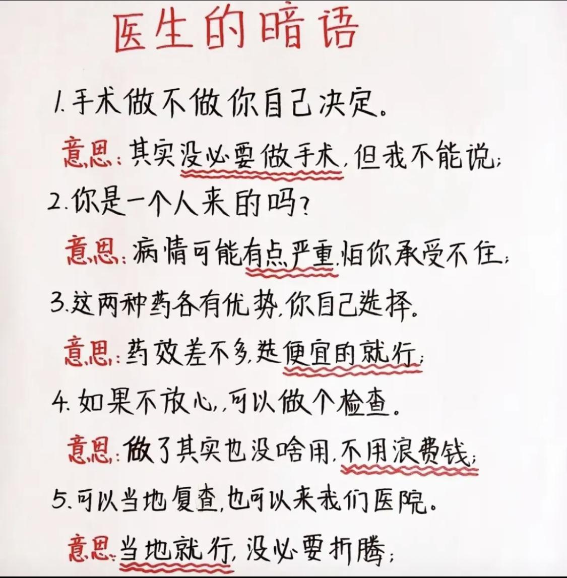 医生的暗语你听得懂吗？