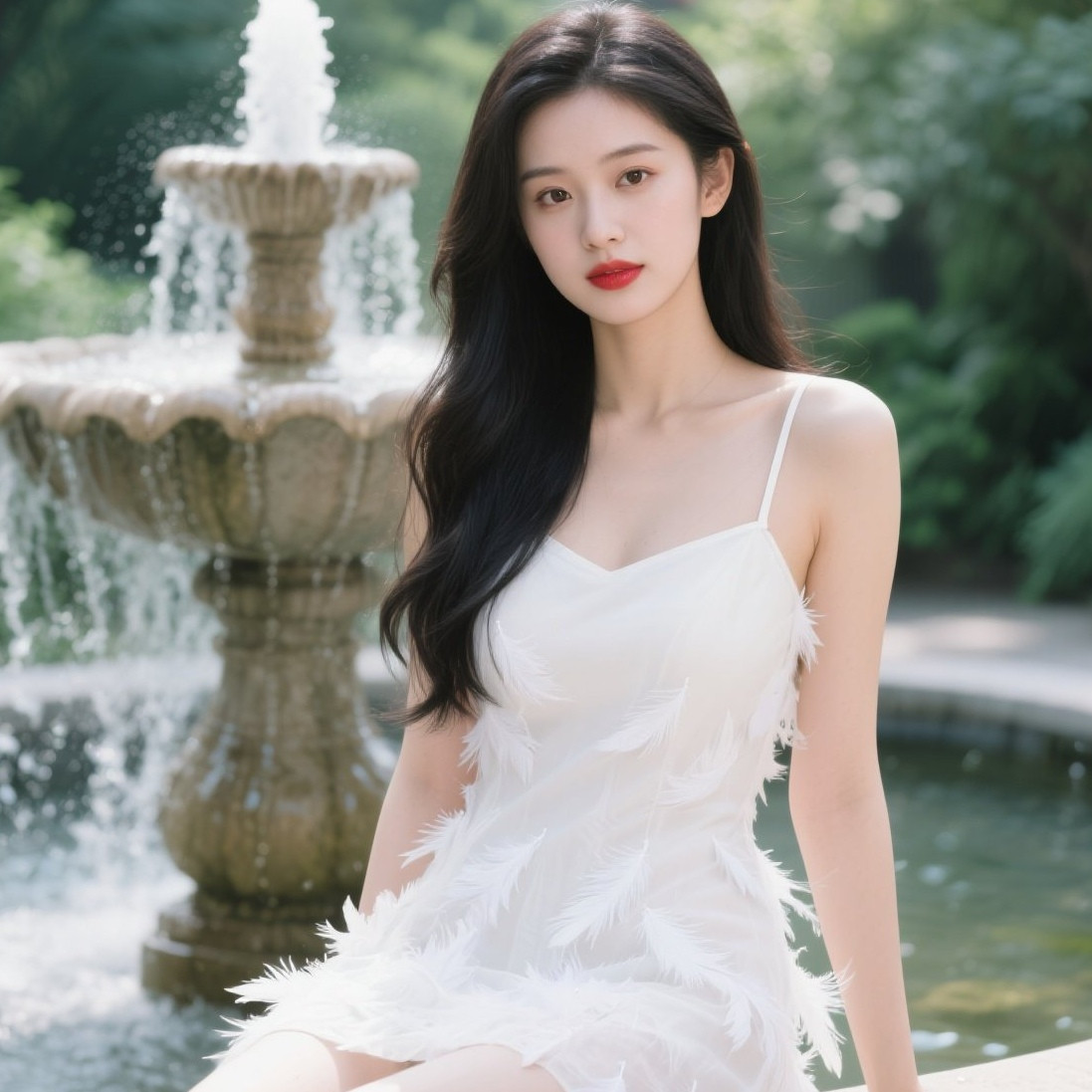 清新佳人白衣如雪衬红颜