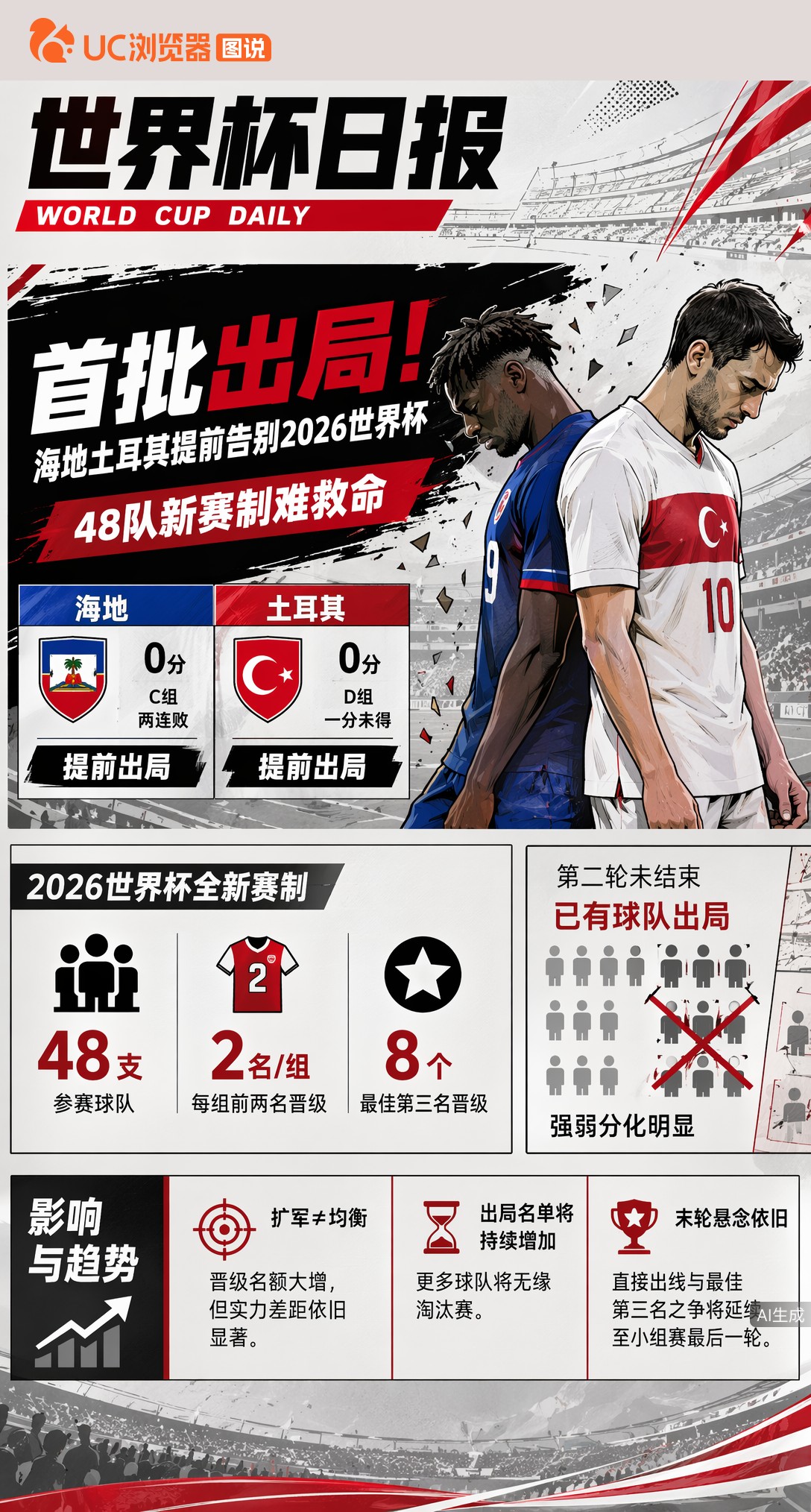 首批出局！海地土耳其提前告别2026世界杯，48队新赛制难救命
