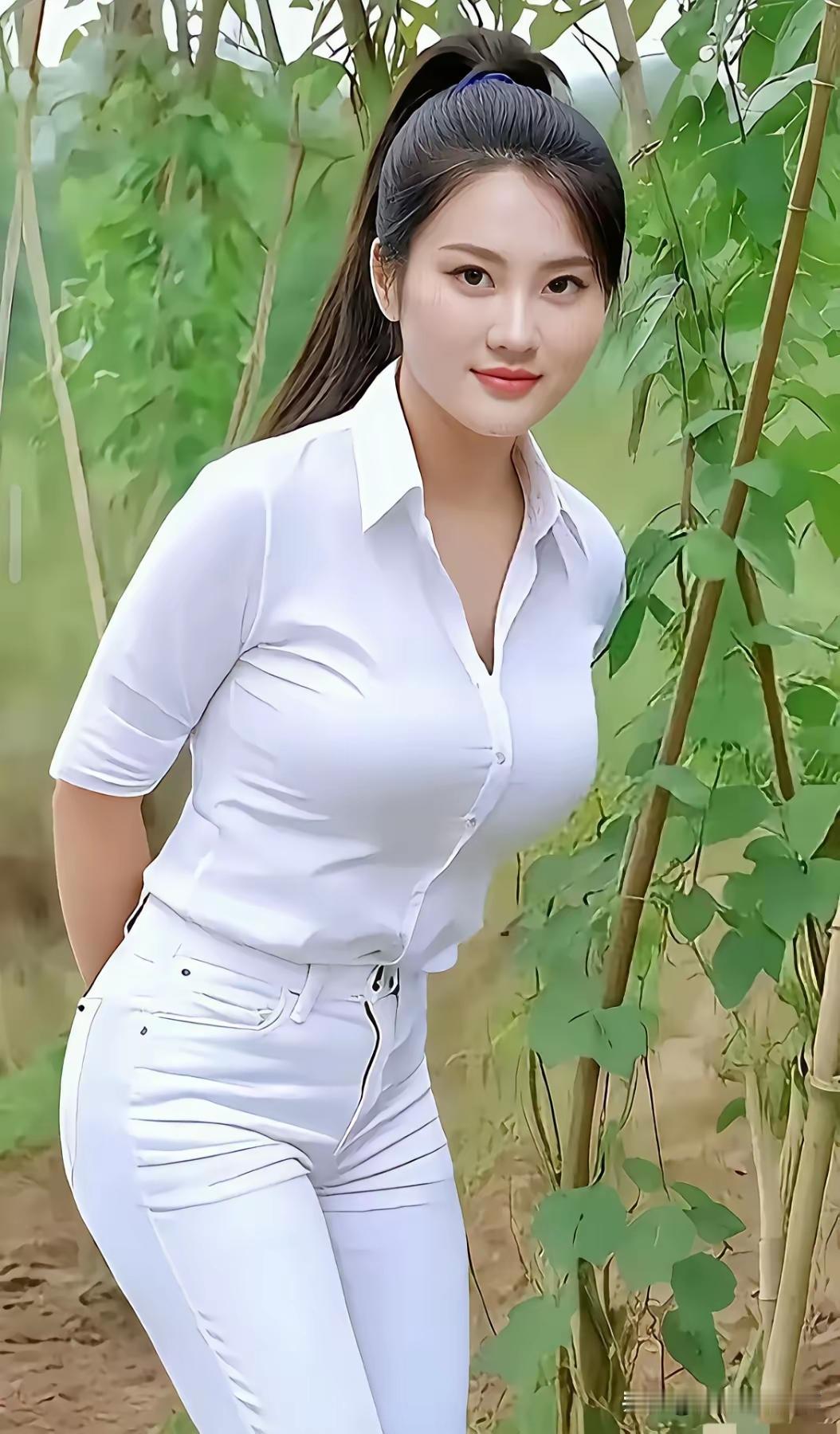 夏日清新穿搭，白色衬衫+牛仔裤，元气满满！🌞👗👖