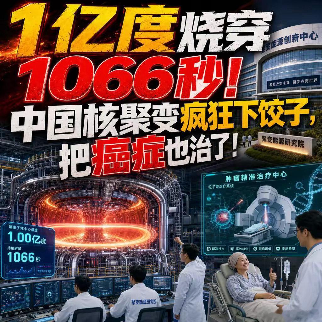 1亿度高温，1066秒稳定运行，582吨的核心部件。这三个数字，来自中国的核聚变