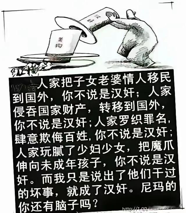 移民不是汉奸，人模狗样，欺世盗名，男盗女娼，粉饰太平，狐假虎威，借刀杀人，鱼肉百