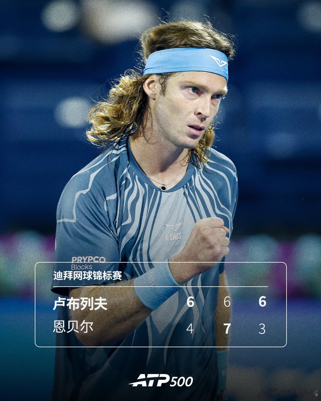 卢布列夫成功晋级🔥ATP500迪拜网球锦标赛男单第二轮，5号种子卢布列夫6-