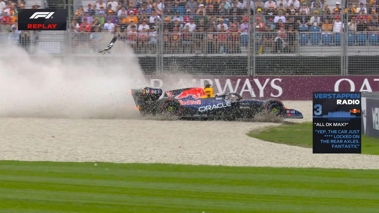 维斯塔潘表示他的赛车后轴突然锁死，于是滑出去撞车了……潘子止步Q1。但这不是车