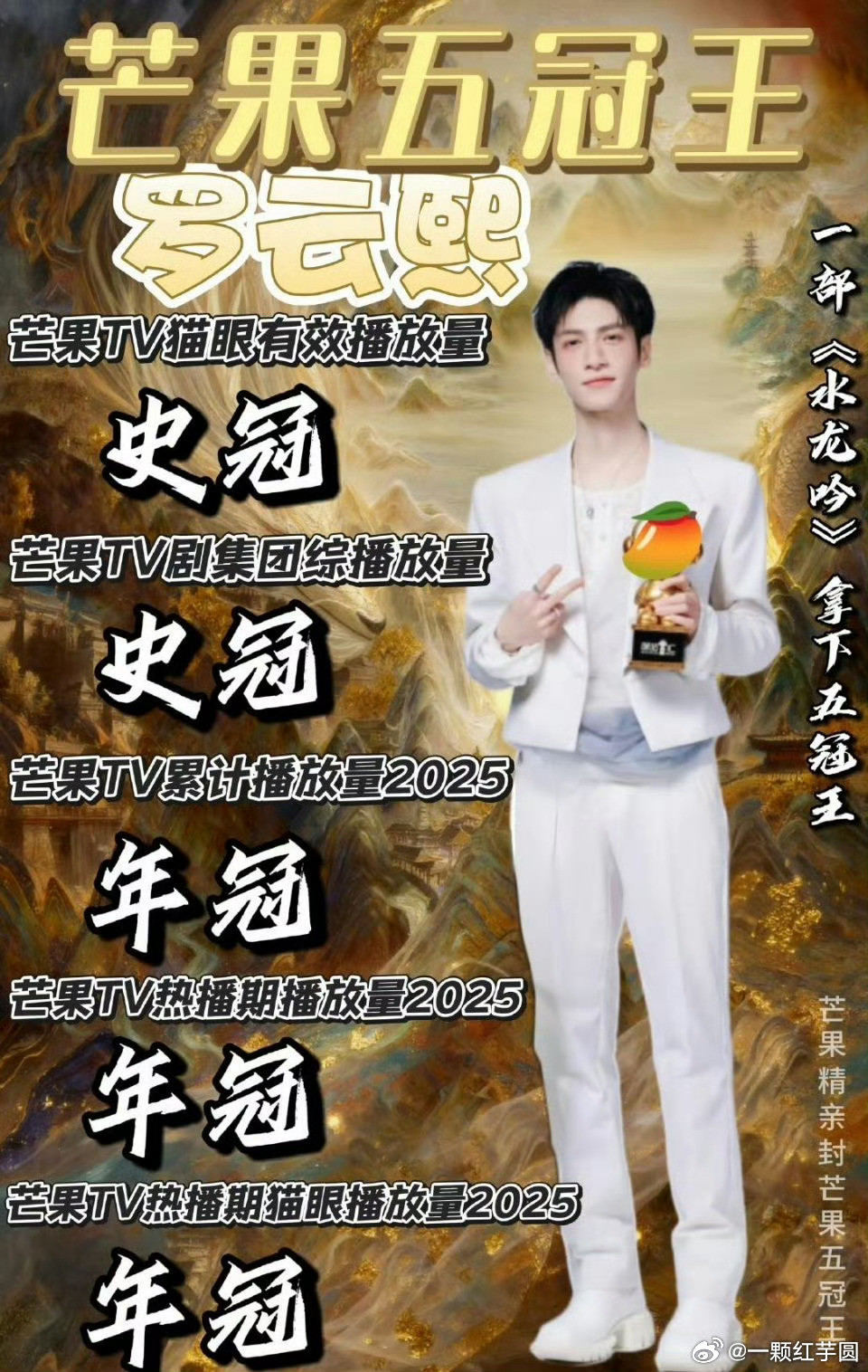 水龙吟猫眼年榜第4在芒果拿下这么多史冠的水龙吟拿下猫眼不是基操嘛