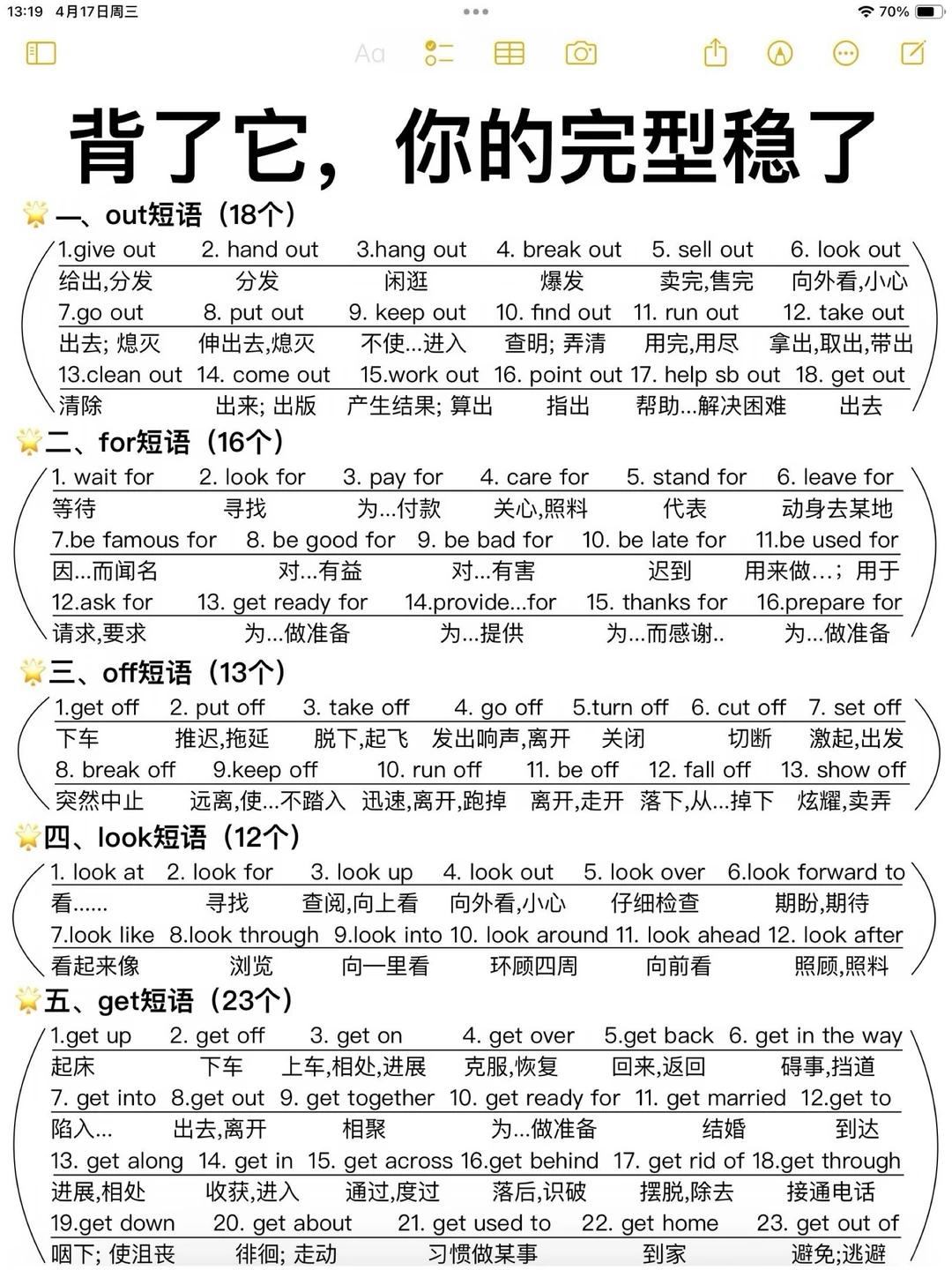 【知识分享】这些完型，你要让孩子们背会，欢迎收藏转发！