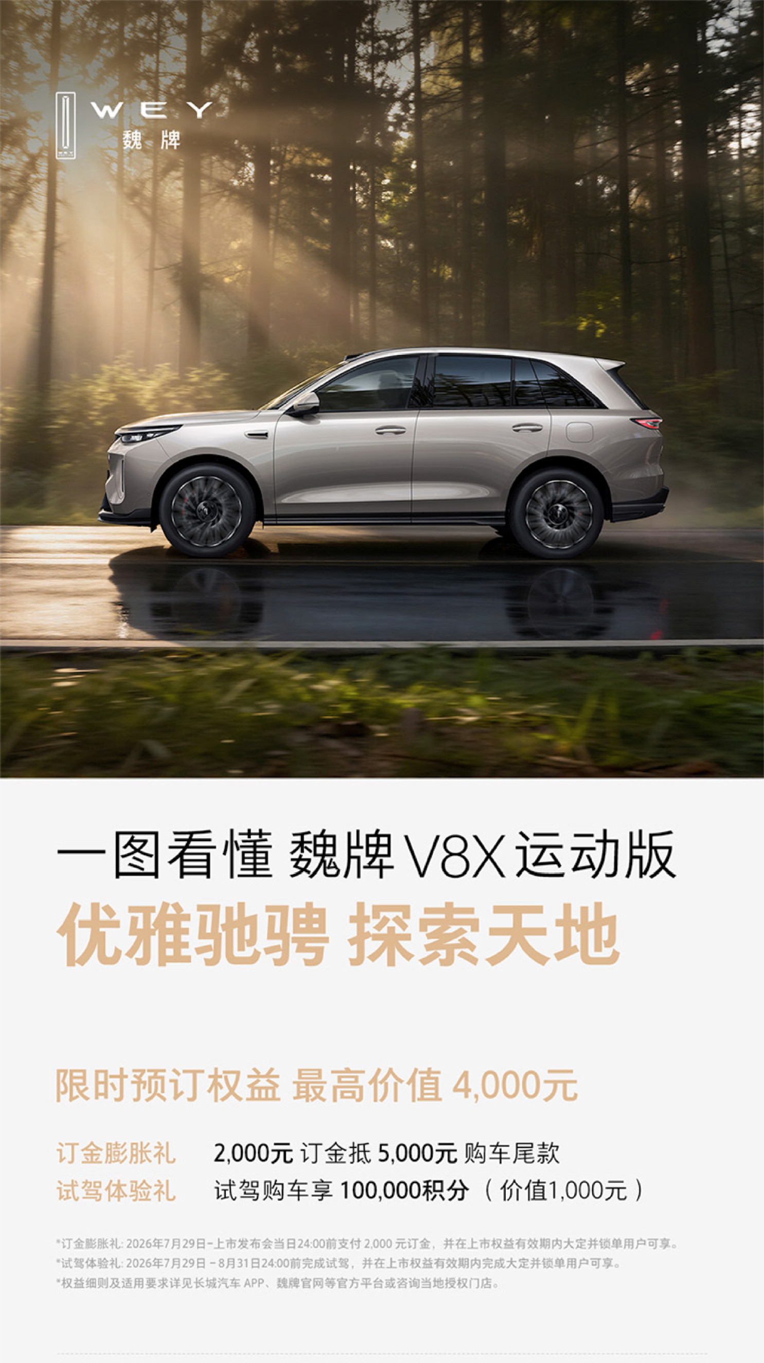 魏牌V8X一图看懂魏牌V8X运动版，8月14日发布，最大的特点是更短，轴距比家庭