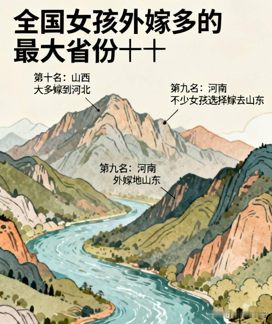 全国女孩外嫁最多的十大省份！流向规律太真实，藏着一代人的故事很多人好奇，国