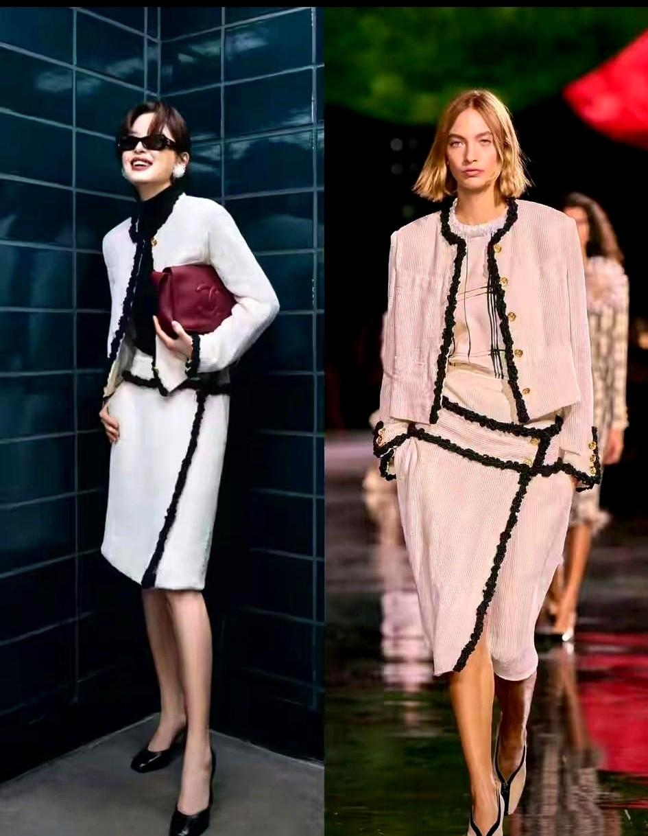 辛芷蕾这身白西装，终于懂了为啥能封神。香奈儿在纽约的2024早春度假大秀，她