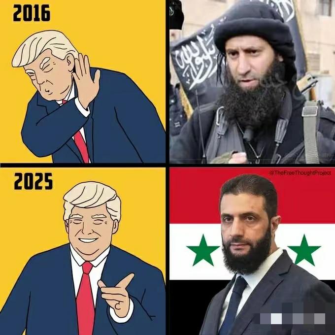 只要你成功，哪怕以前你干着杀人放火的事，都会得到全世界的掌声。看看特朗普跟朱拉尼