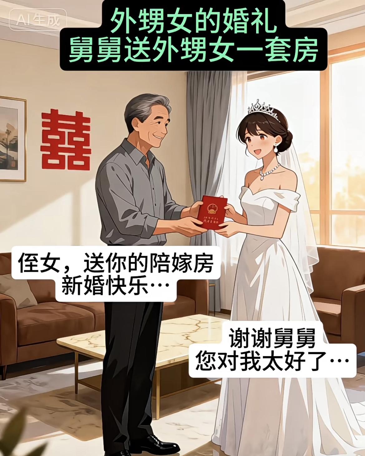 “舅舅送的房子，没想到拆迁房子翻倍了，舅舅想借钱，侄女不借，那谁对谁错呢