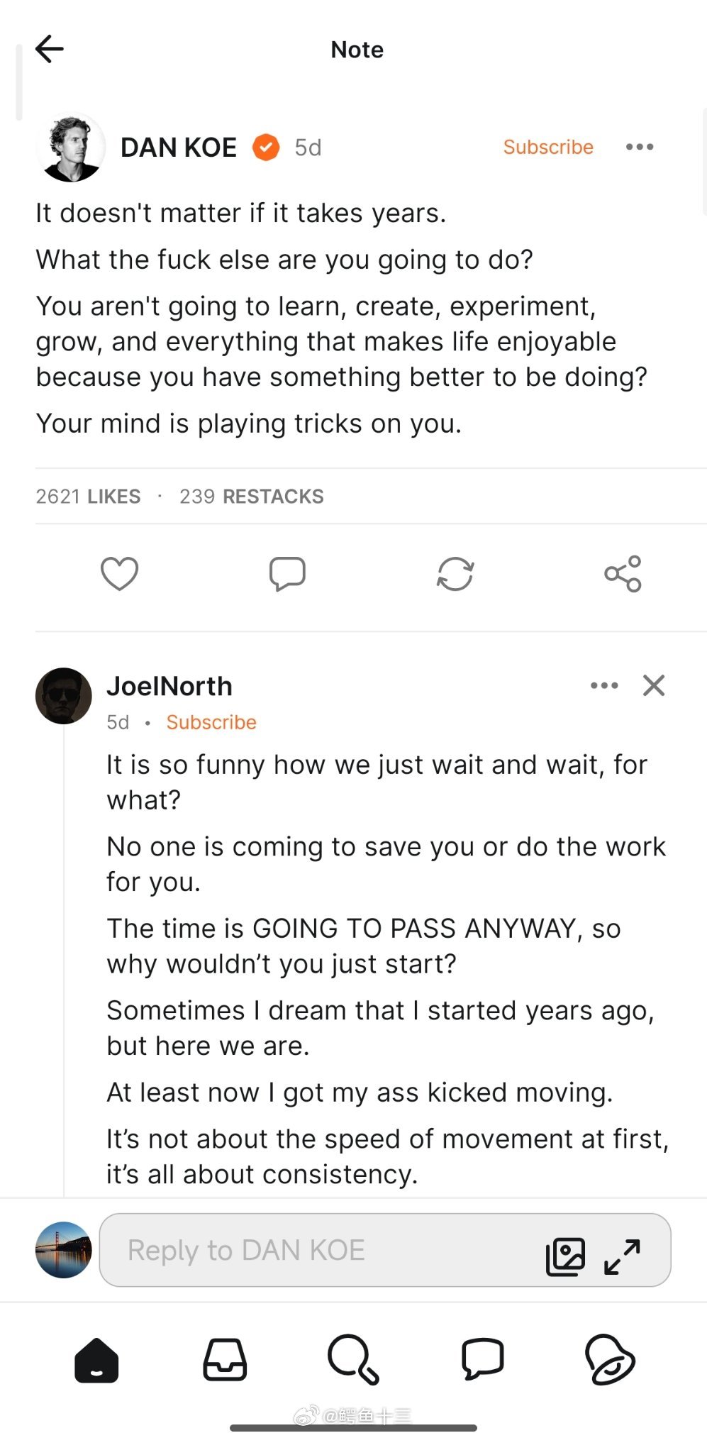 专家建议工作日缩至4天DanKoe最新原文翻译（如图）花上几年时间也没关系。