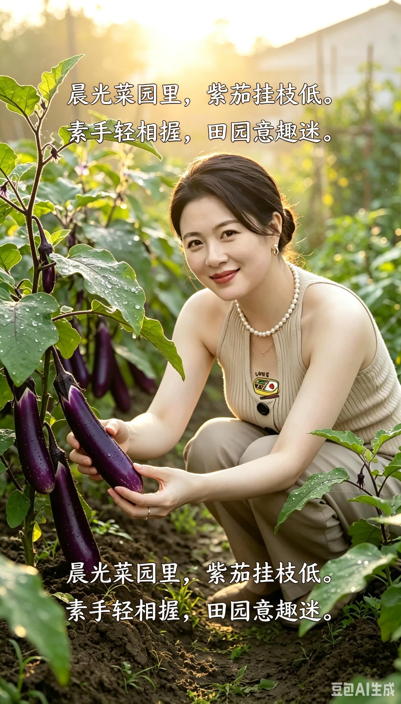 晨光中的菜园，亲身体验采摘之乐我在菜园摘的菜小菜园收获季乡村菜园风光