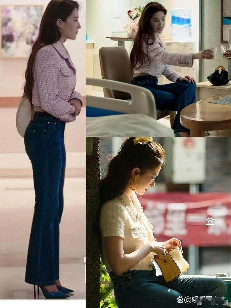 刘亦菲简约牛仔穿搭随性又惊艳，身姿曼妙，整体气质温柔又灵动。