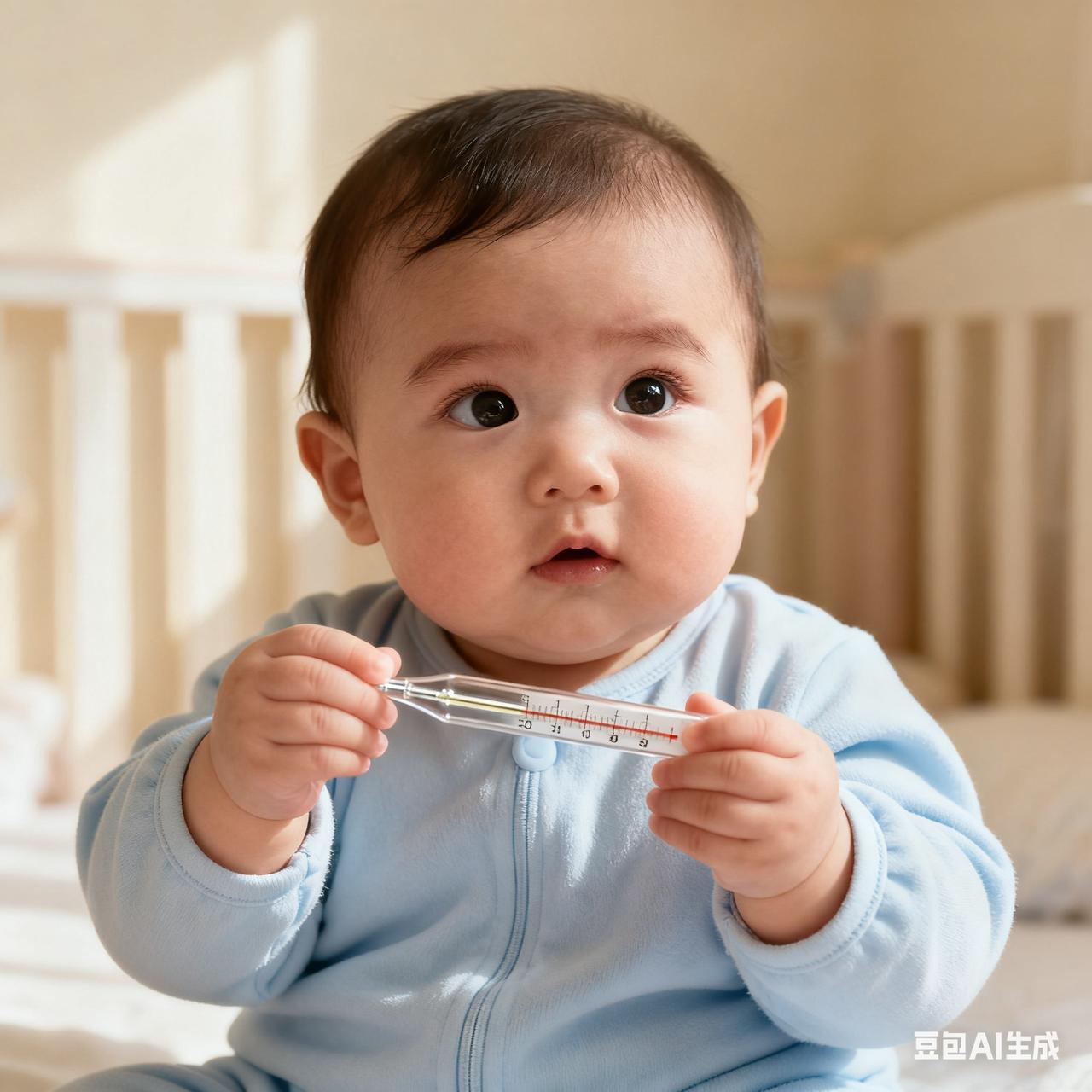 10月30日晚，广东省深圳市的一岁多宝宝林林发现了家里的体温计，处于磨牙期的宝宝