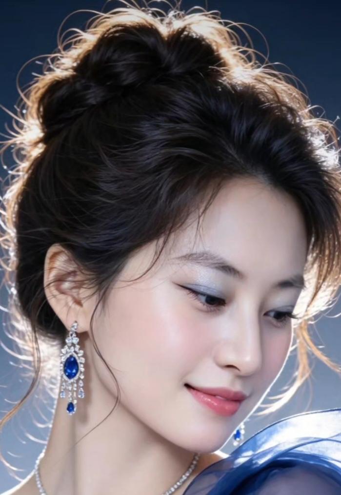 这姑娘真美，发型和耳环好搭配！