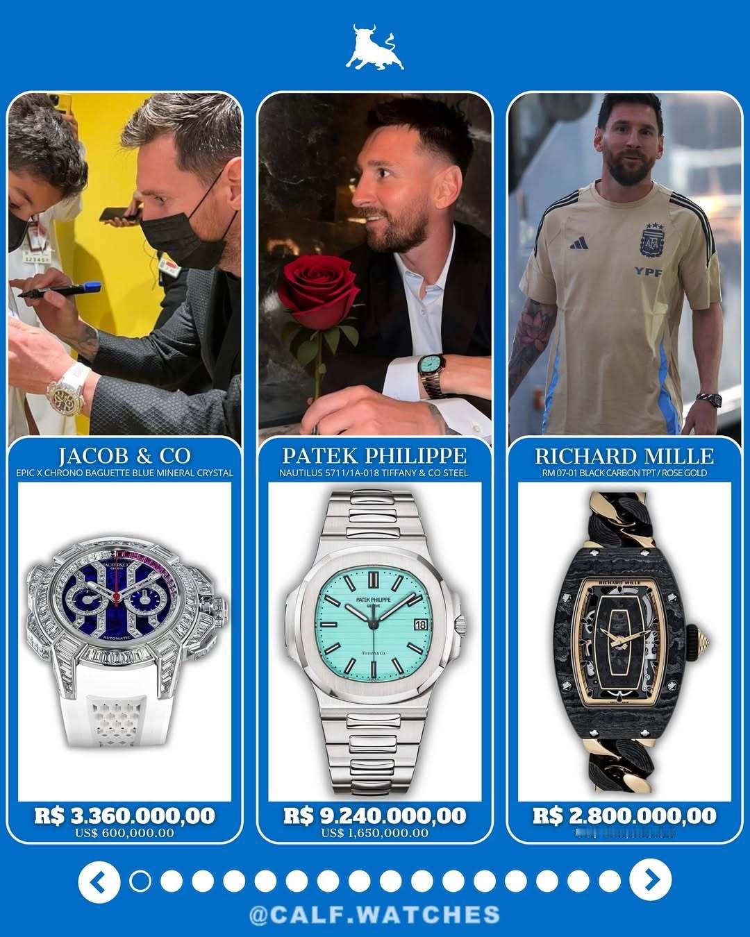 近日，外网有个手表自媒体发布了一个关于梅西的手表合集，一共分三个部分，仅第一部分