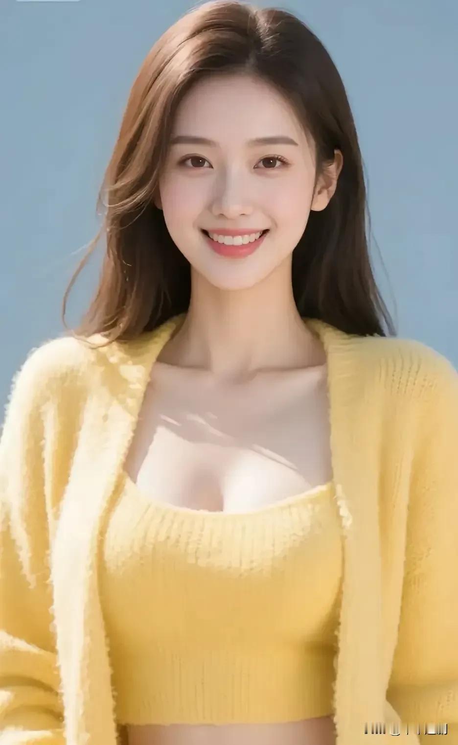 晴空映嫩黄，针织裹温柔，笑意撞开春日甜温柔毛衣照温柔风女神冬日女神范儿