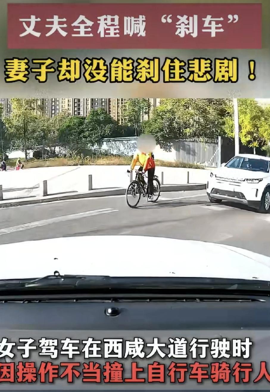 哎，说真的，看到这个新闻心里一咯噔。丈夫在旁边拼命喊“刹车！刹车！”，车还是撞上