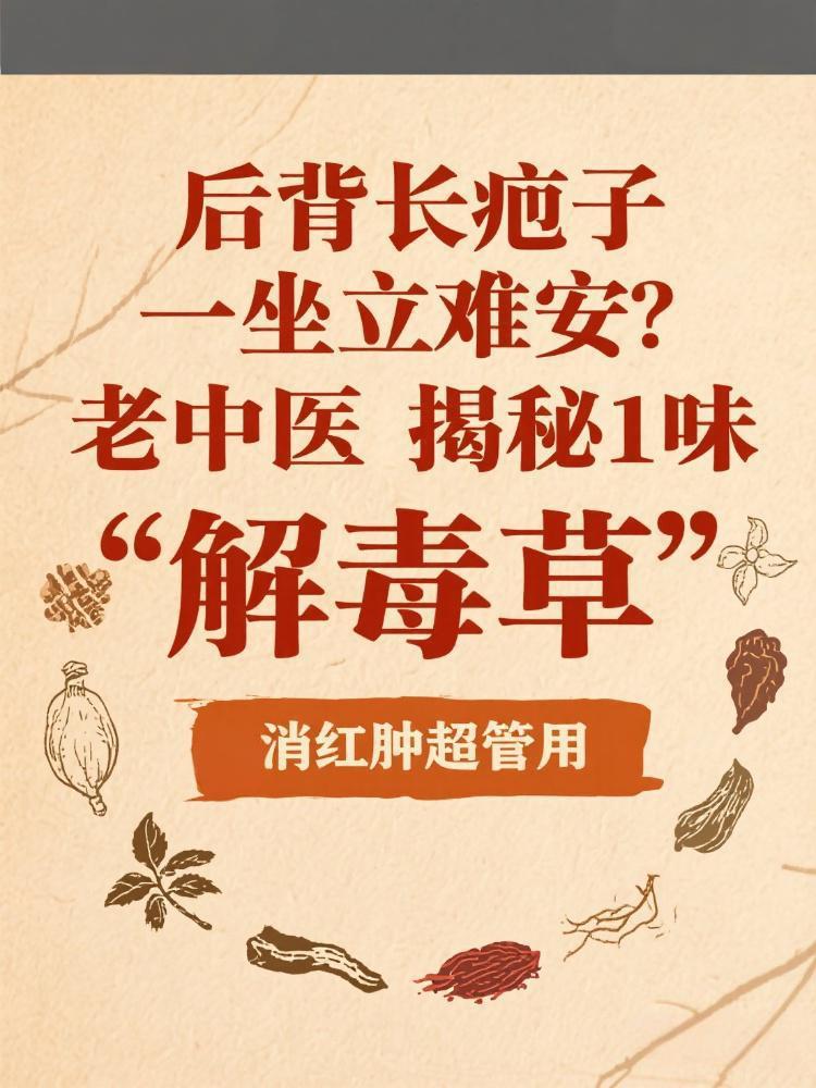 后背长疖子坐立难安？老中医揭秘1味“解毒草”，消红肿超管用🌿最近接诊个白