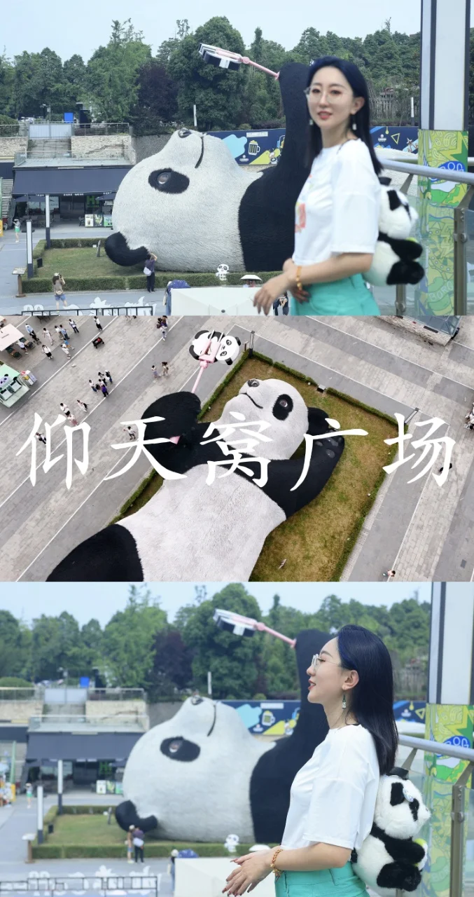🐼成都‖在仰天窝广场和巨型熊猫躺平看云