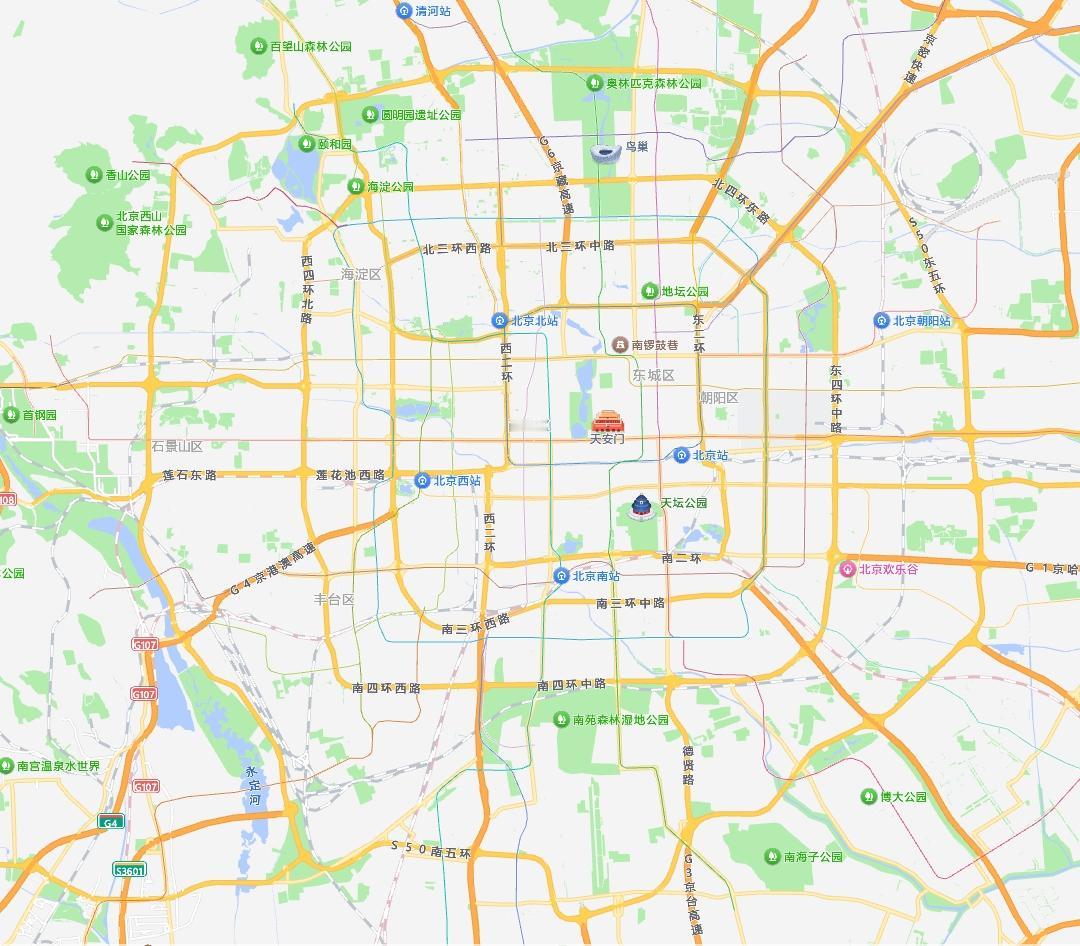 北京和成都的道路太规整了，北京环线有点方，成都则比较圆，我感觉它们都受到莫斯科城