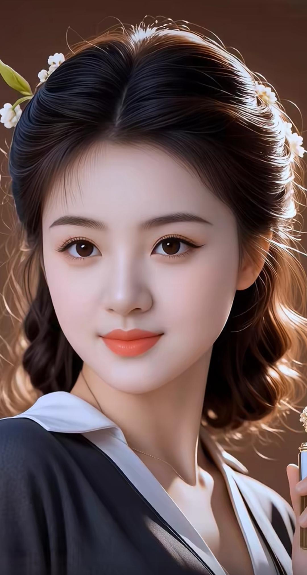 温柔甜美的古风少女，花环点缀，气质优雅。高雅气质美女美女人像群